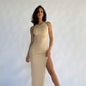 Y2K solid Sexy slit Club Party Night Wrap Bodycon Dress