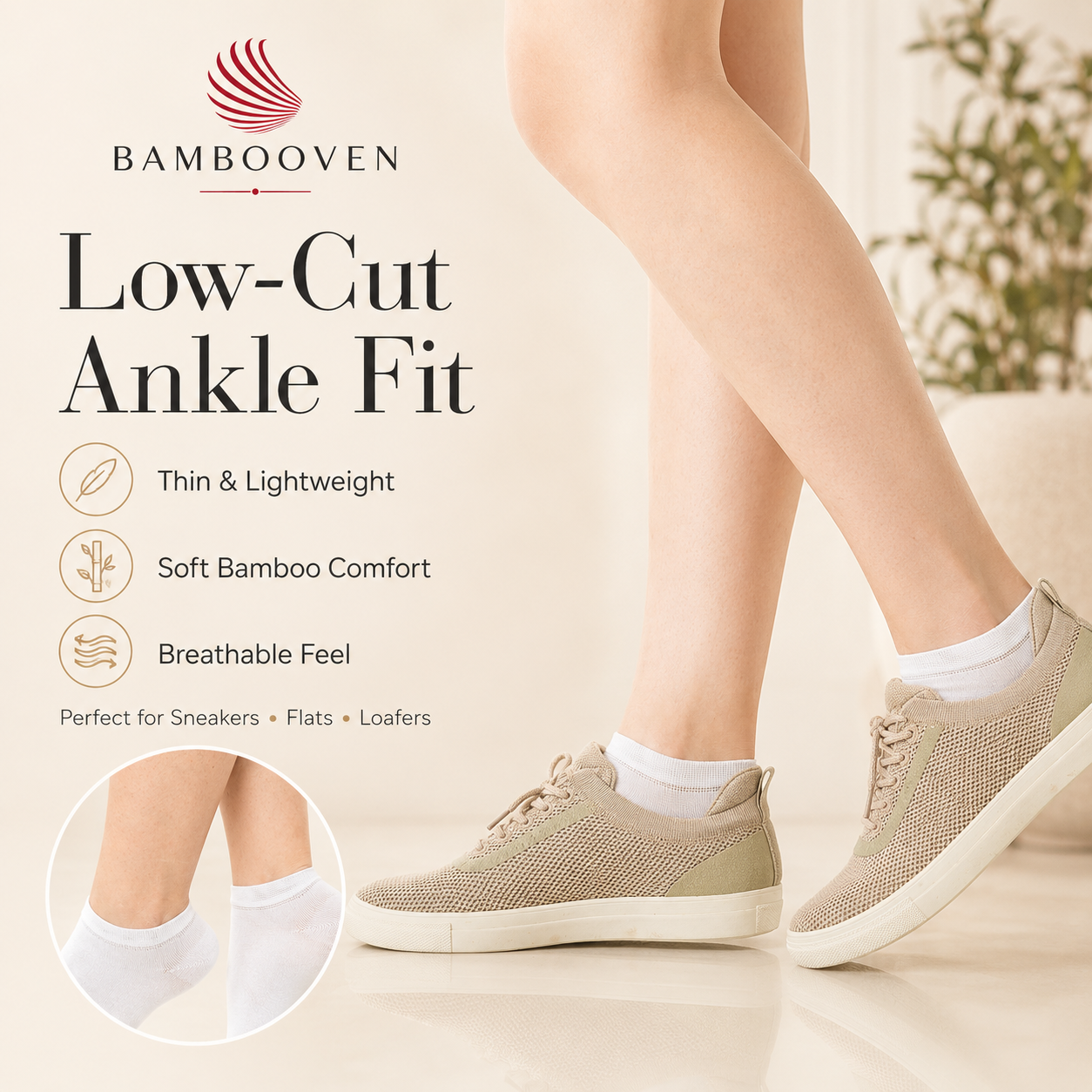 Women’s Bamboo Ankle Socks 6-Pack – Mixed Colors Soft Thin Low-Cut Socks Bambooven