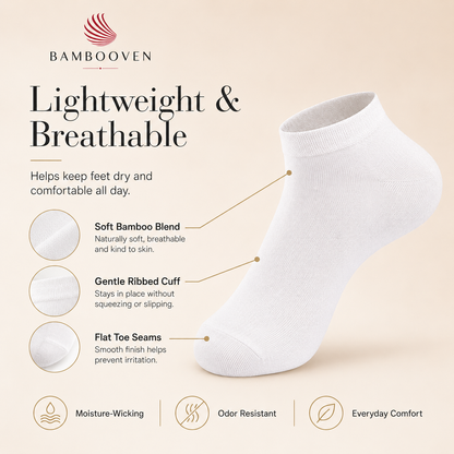 Women’s Bamboo Ankle Socks 6-Pack – Mixed Colors Soft Thin Low-Cut Socks Bambooven