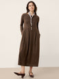 Wool Arc-Panel Sculpted Pleats Maxi Dress CALISTA