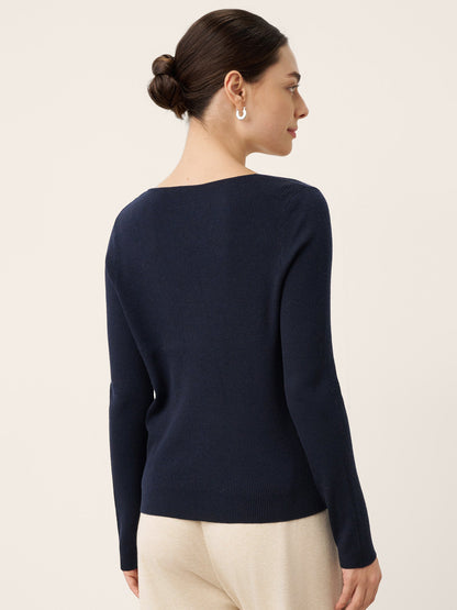 Merino Wool Knot Detail Asymmetric Cutout Top QUINNLEY