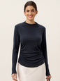 Wool Mock Neck Waist Pleat Top ISOLDE