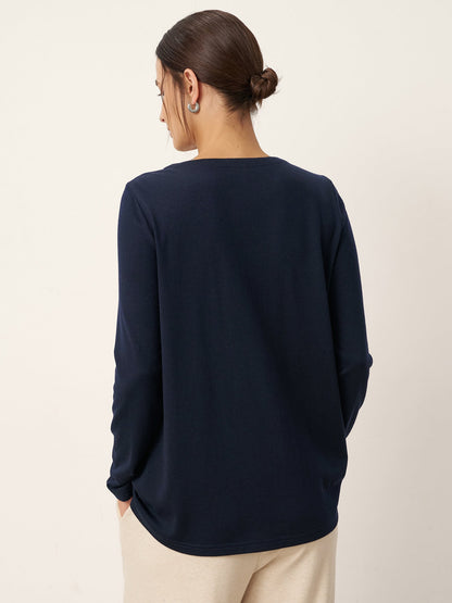 Wool Pleated Front Long Sleeve Top IVA