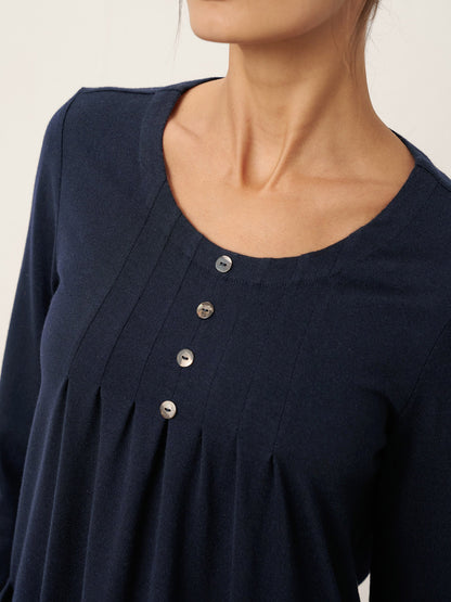 Wool Pleated Front Long Sleeve Top IVA