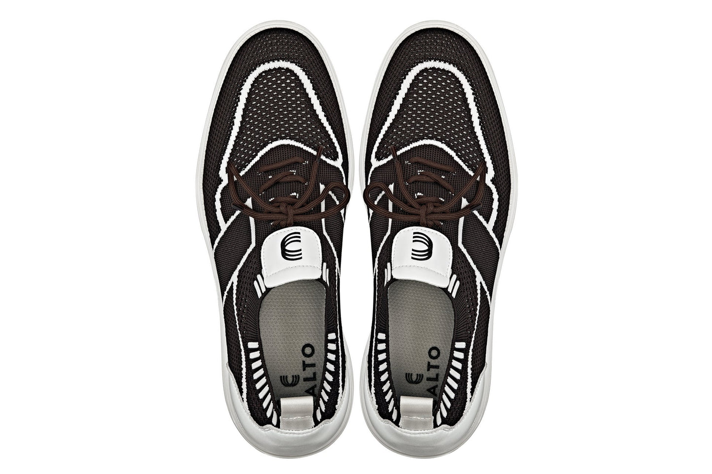CALTO - X1342 - 2.8 Inches Taller (Mocha Brown/White) - Lace Up Casual Walker - Lightweight