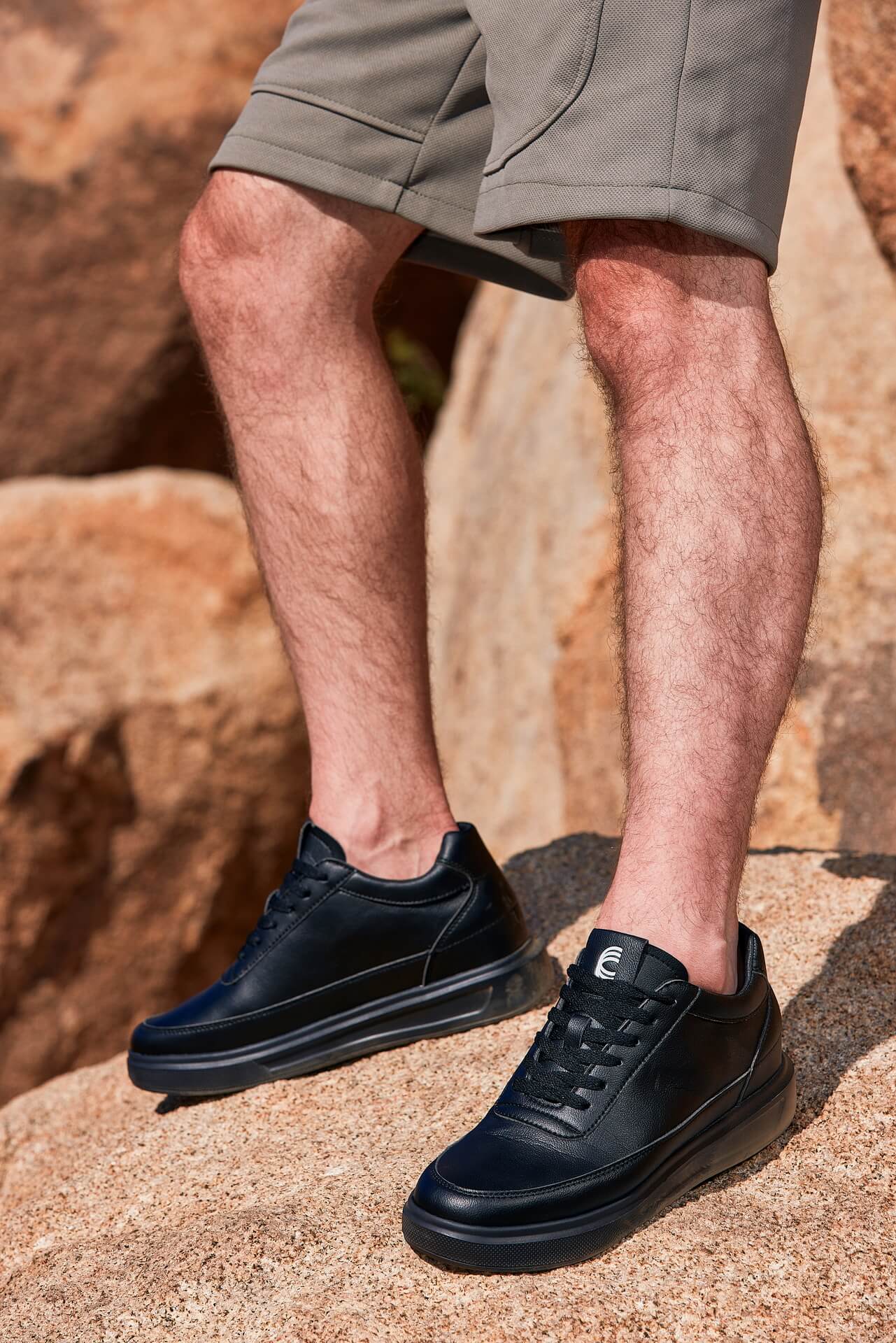 CALTO - X1646 - 2.8 Inches Taller (Pitch Black) - Lightweight Sneakers Tallmenshoes.com