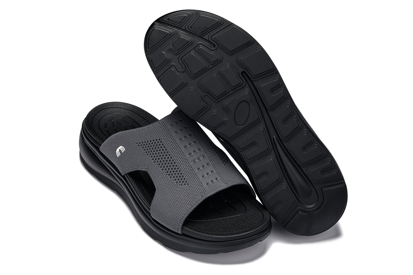 CALTO - X1658 - 2 Inches Taller (Black/Knitted Dark Gray) Tallmenshoes.com
