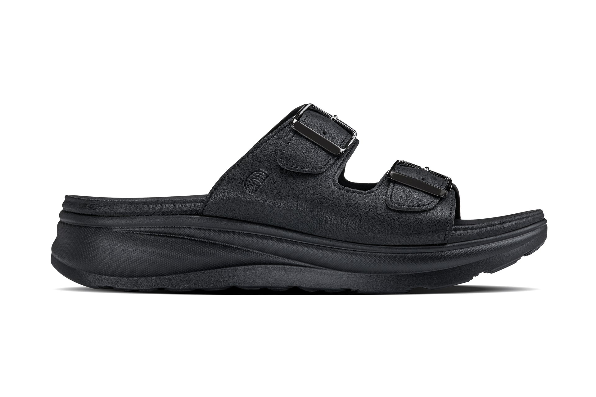 CALTO - X1660 - 2 Inches Taller (Black Buckle) - Dual Adjustable Buckle Sandal Tallmenshoes.com