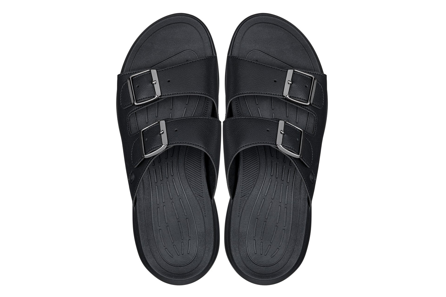 CALTO - X1660 - 2 Inches Taller (Black Buckle) - Dual Adjustable Buckle Sandal Tallmenshoes.com