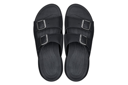 CALTO - X1660 - 2 Inches Taller (Black Buckle) - Dual Adjustable Buckle Sandal Tallmenshoes.com