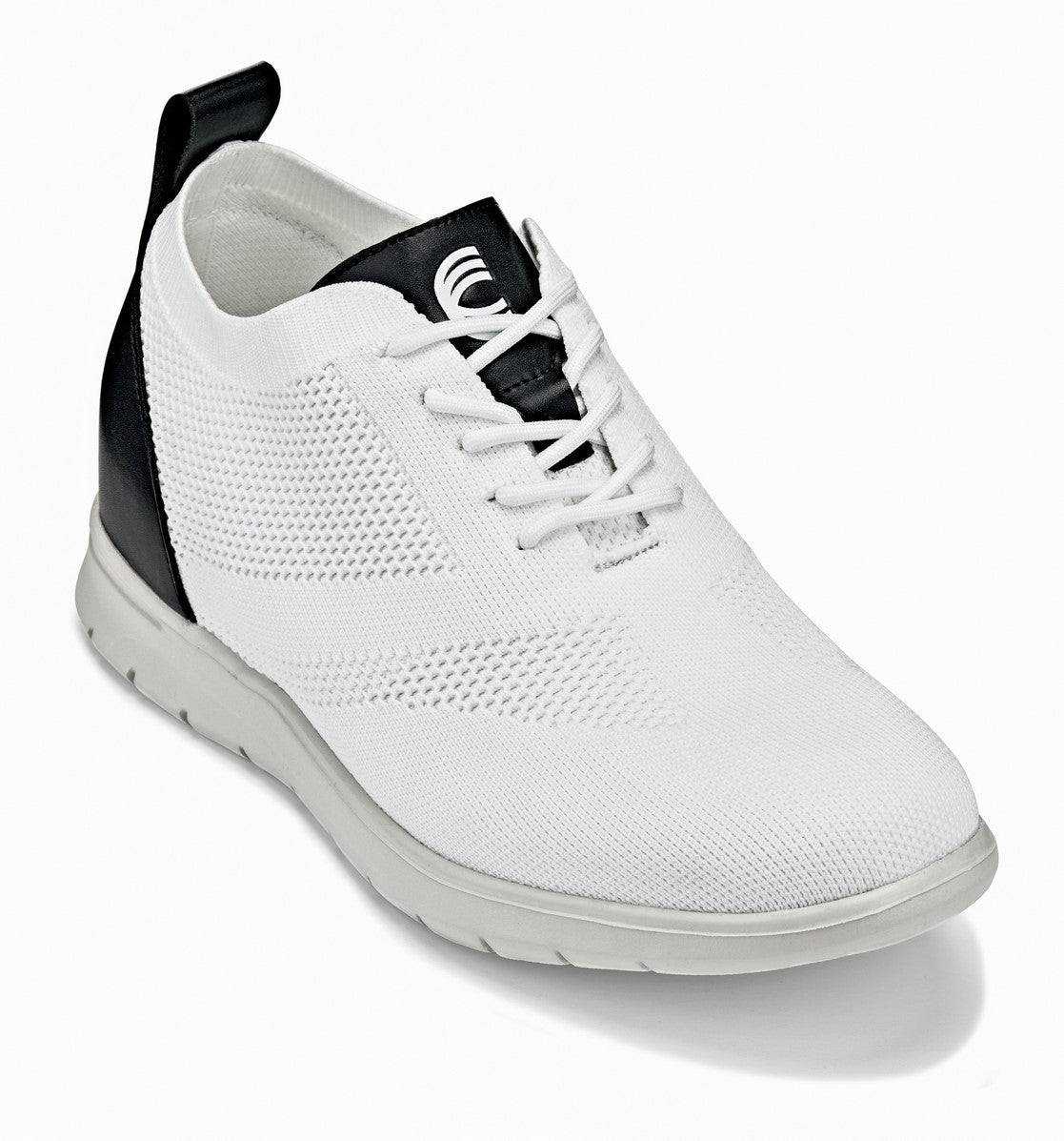 CALTO - X2212 - 2.4 Inches Taller (White/Black) - Lace Up Casual Walker - Lightweight Tallmenshoes.com