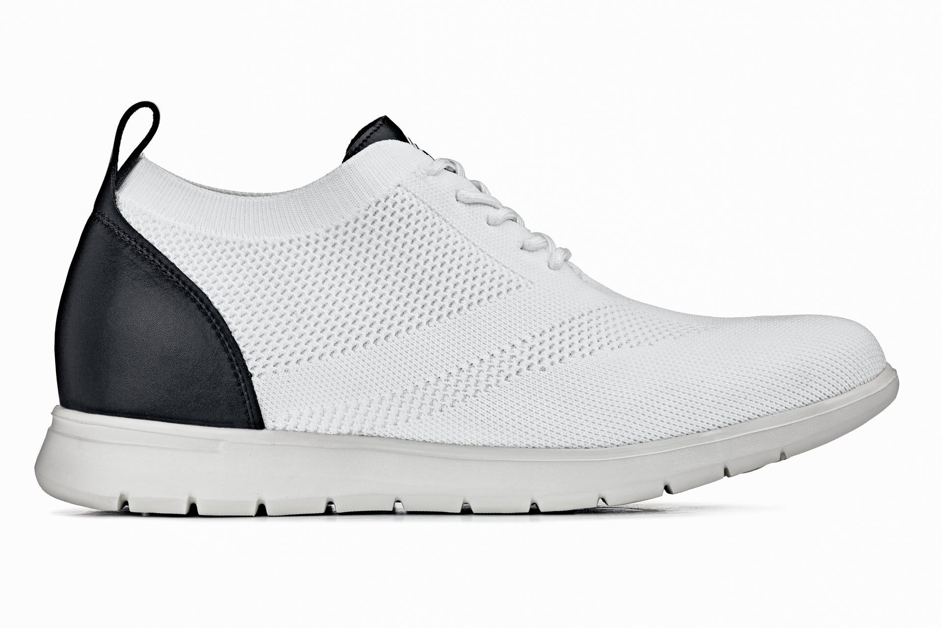 CALTO - X2212 - 2.4 Inches Taller (White/Black) - Lace Up Casual Walker - Lightweight Tallmenshoes.com