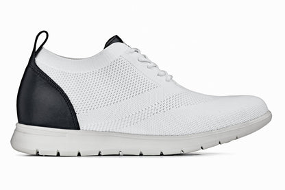 CALTO - X2212 - 2.4 Inches Taller (White/Black) - Lace Up Casual Walker - Lightweight Tallmenshoes.com