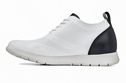 CALTO - X2212 - 2.4 Inches Taller (White/Black) - Lace Up Casual Walker - Lightweight Tallmenshoes.com