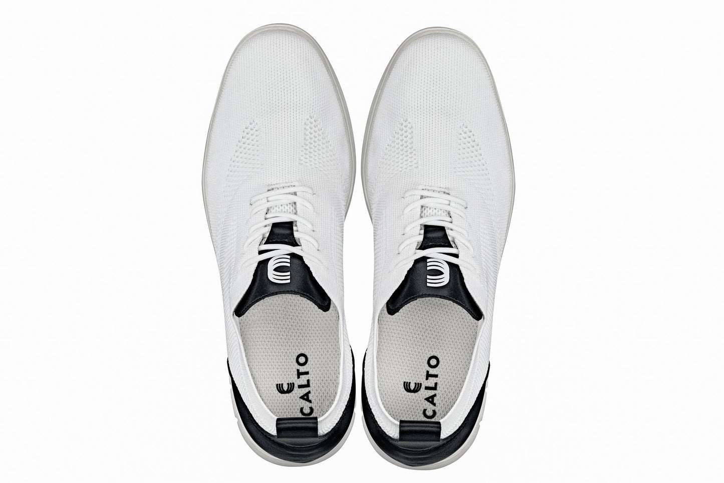 CALTO - X2212 - 2.4 Inches Taller (White/Black) - Lace Up Casual Walker - Lightweight Tallmenshoes.com