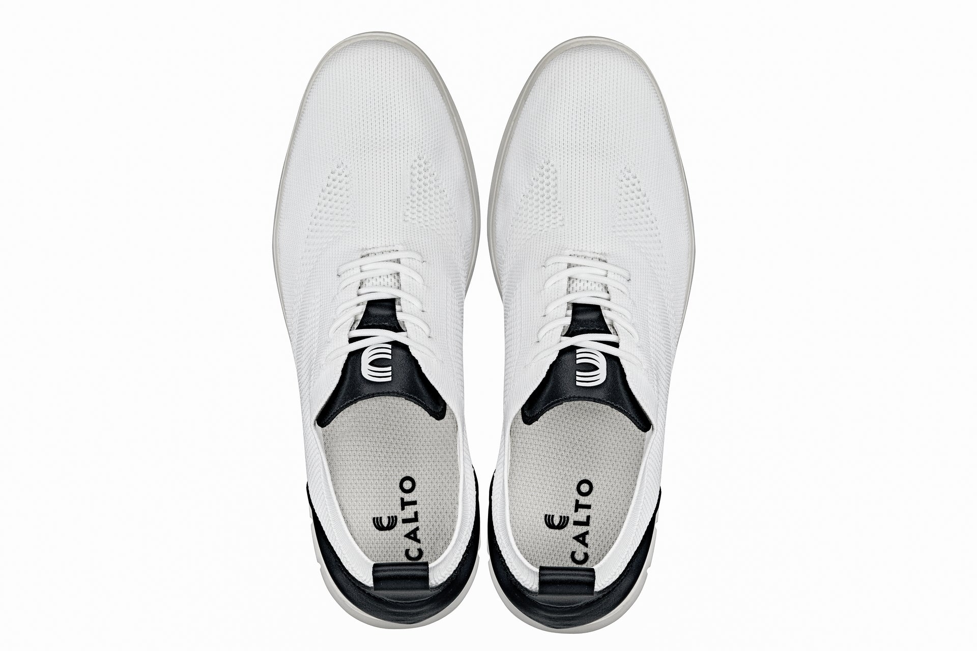 CALTO - X2212 - 2.4 Inches Taller (White/Black) - Lace Up Casual Walker - Lightweight Tallmenshoes.com