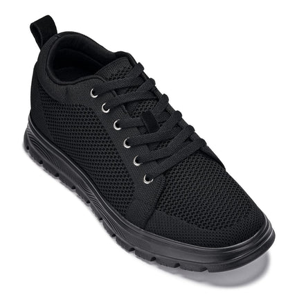CALTO - X2320 - 2.4 Inches Taller (Black/Black Sole) - Lace Up Casual Sneaker - Lightweight Tallmenshoes.com