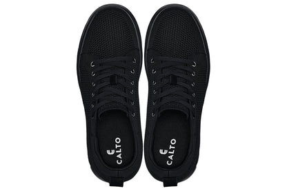CALTO - X2320 - 2.4 Inches Taller (Black/Black Sole) - Lace Up Casual Sneaker - Lightweight Tallmenshoes.com