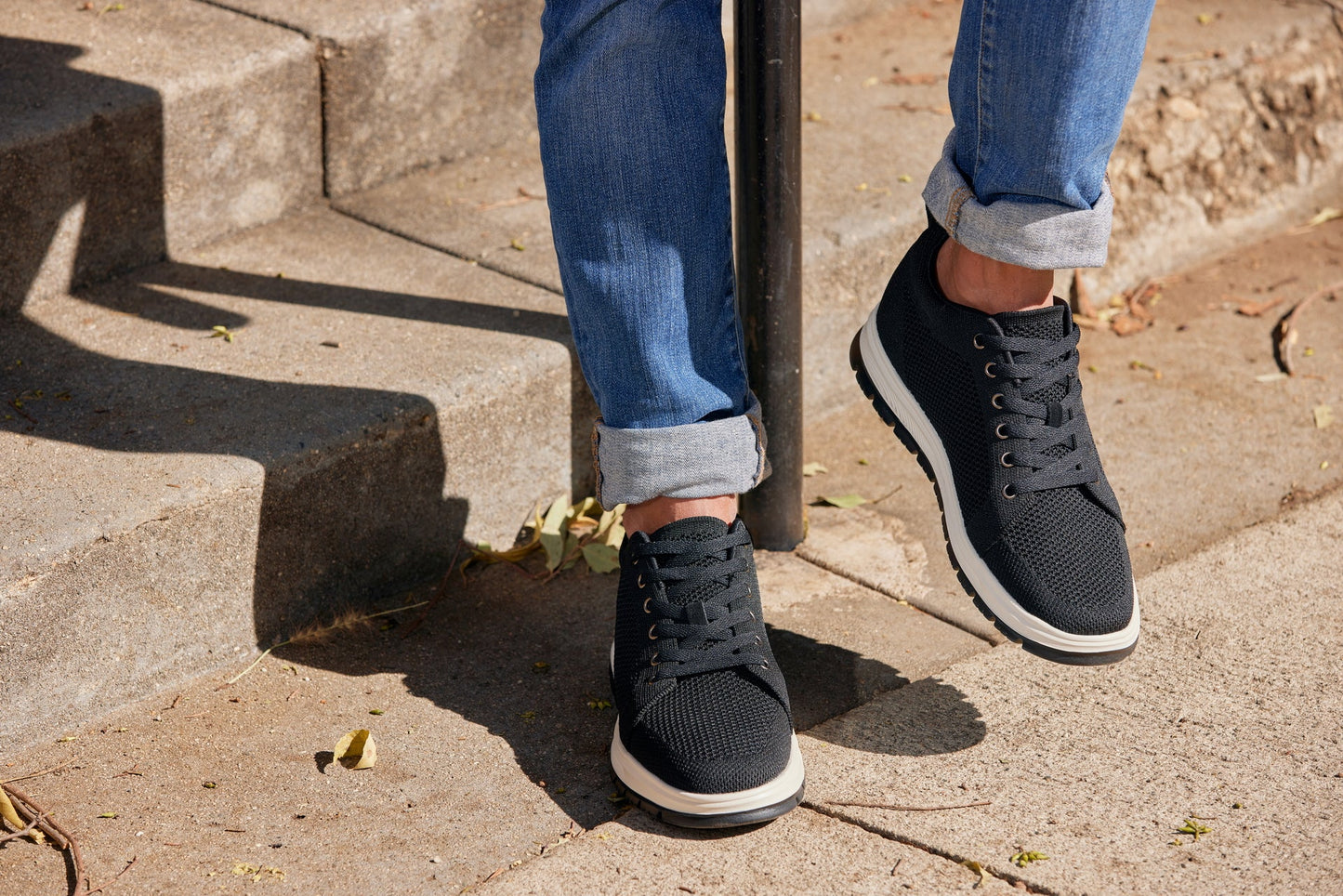 CALTO - X2322 - 2.4 Inches Taller (Black/White & Black Sole) - Lace Up Casual Sneaker - Lightweight Tallmenshoes.com