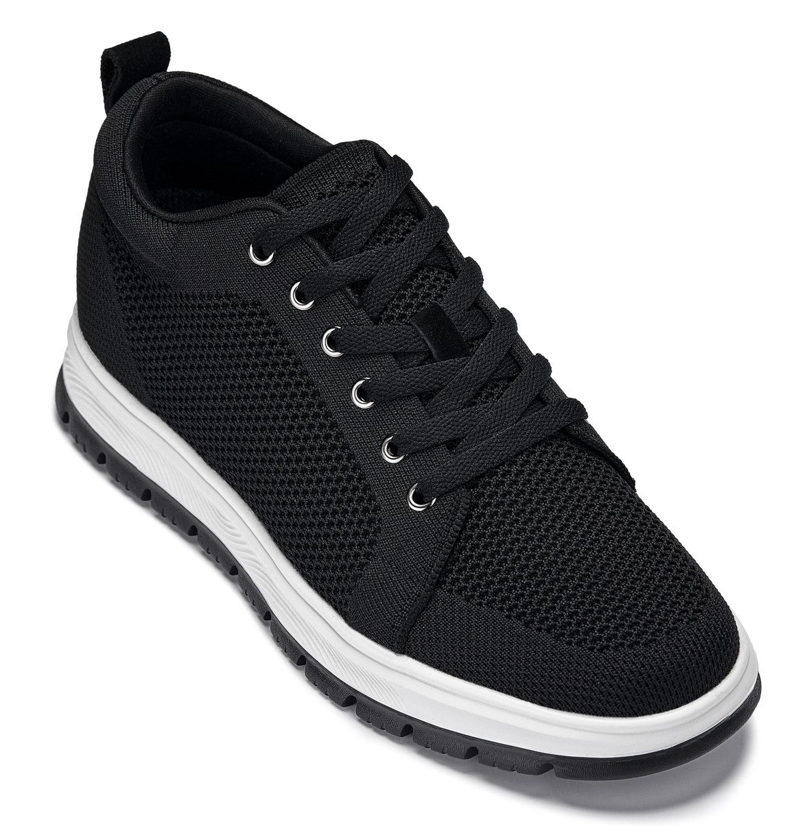 CALTO - X2322 - 2.4 Inches Taller (Black/White & Black Sole) - Lace Up Casual Sneaker - Lightweight Tallmenshoes.com