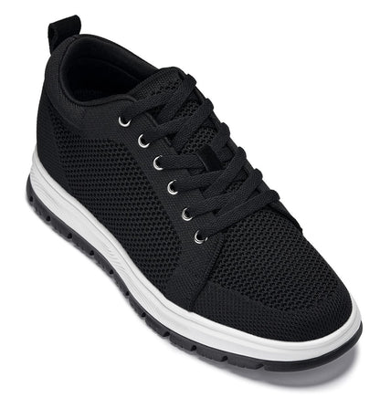 CALTO - X2322 - 2.4 Inches Taller (Black/White & Black Sole) - Lace Up Casual Sneaker - Lightweight Tallmenshoes.com