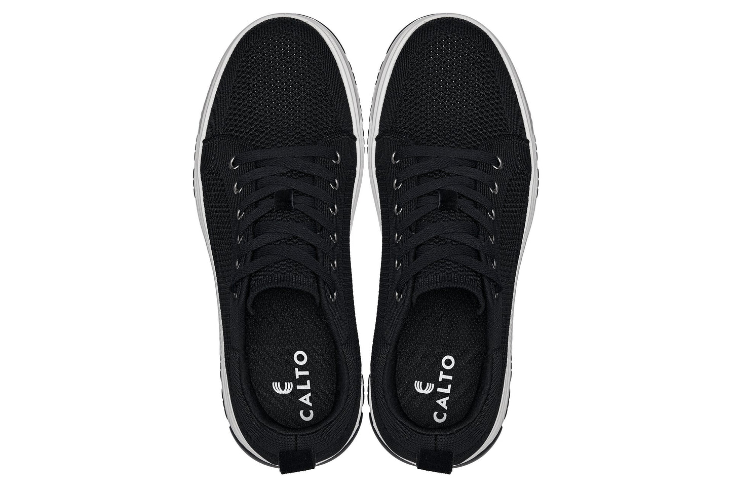 CALTO - X2322 - 2.4 Inches Taller (Black/White & Black Sole) - Lace Up Casual Sneaker - Lightweight Tallmenshoes.com