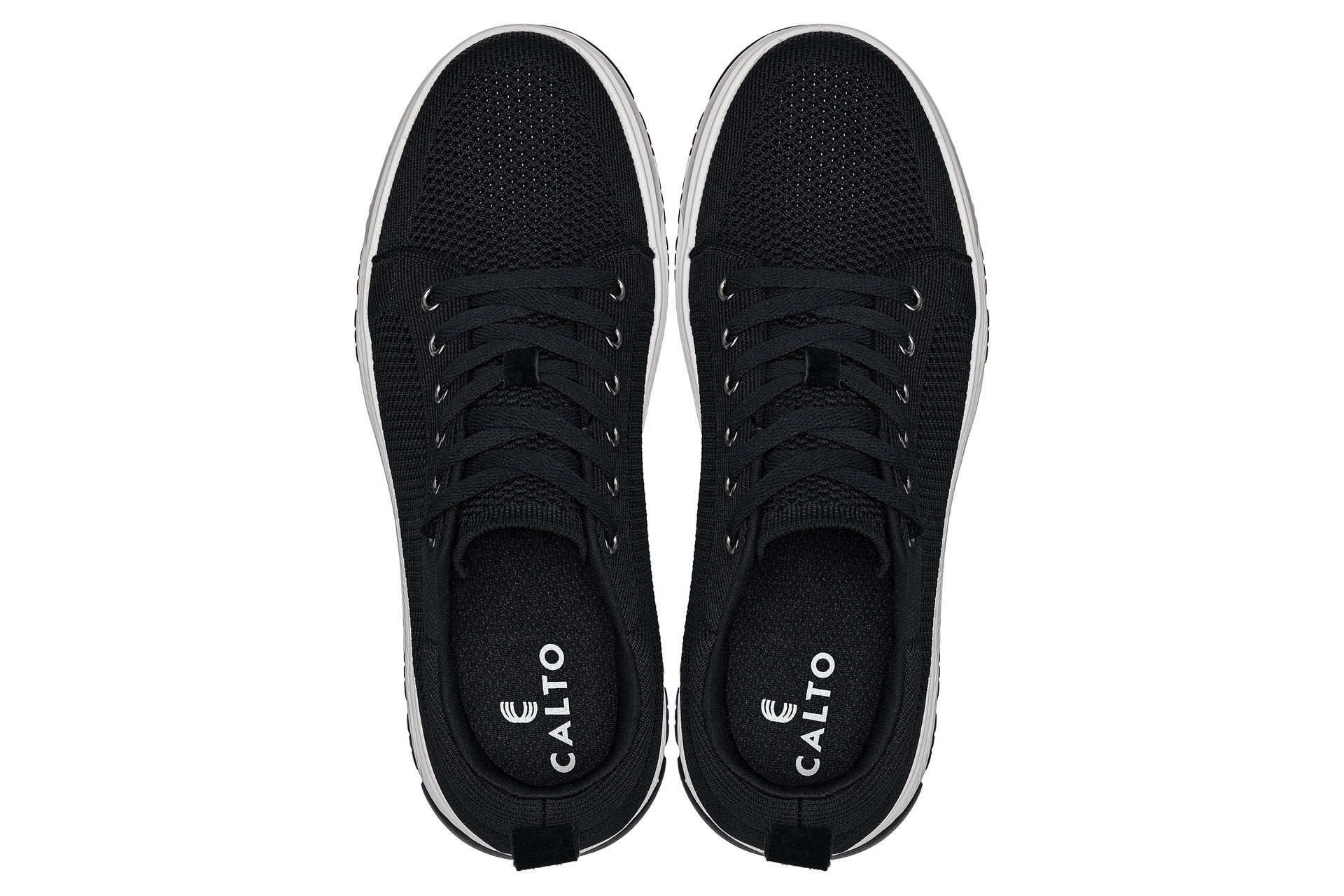 CALTO - X2322 - 2.4 Inches Taller (Black/White & Black Sole) - Lace Up Casual Sneaker - Lightweight Tallmenshoes.com