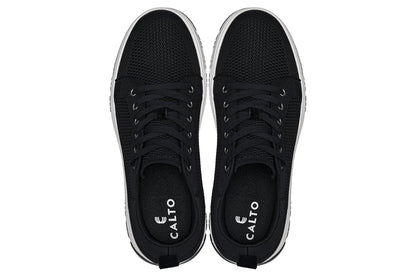 CALTO - X2322 - 2.4 Inches Taller (Black/White & Black Sole) - Lace Up Casual Sneaker - Lightweight Tallmenshoes.com