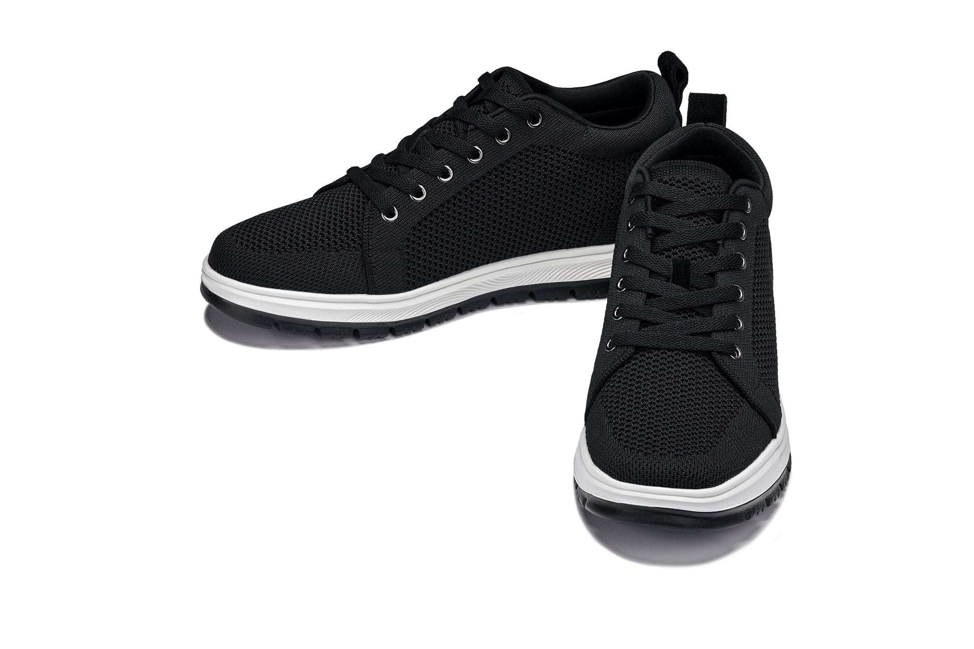 CALTO - X2322 - 2.4 Inches Taller (Black/White & Black Sole) - Lace Up Casual Sneaker - Lightweight Tallmenshoes.com