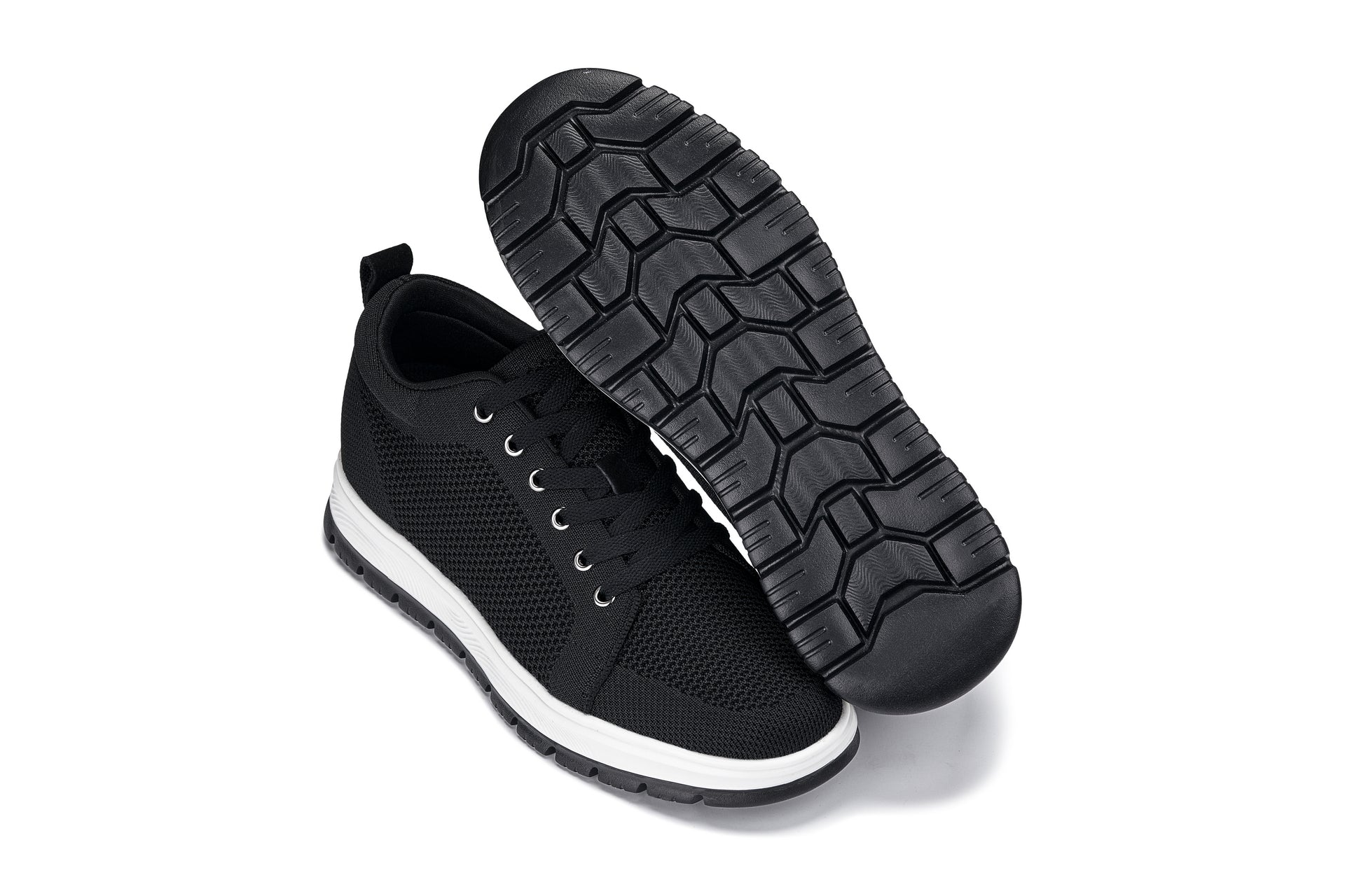 CALTO - X2322 - 2.4 Inches Taller (Black/White & Black Sole) - Lace Up Casual Sneaker - Lightweight Tallmenshoes.com