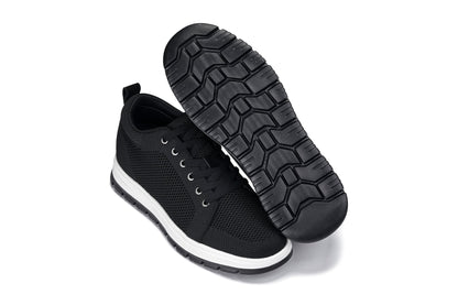 CALTO - X2322 - 2.4 Inches Taller (Black/White & Black Sole) - Lace Up Casual Sneaker - Lightweight Tallmenshoes.com