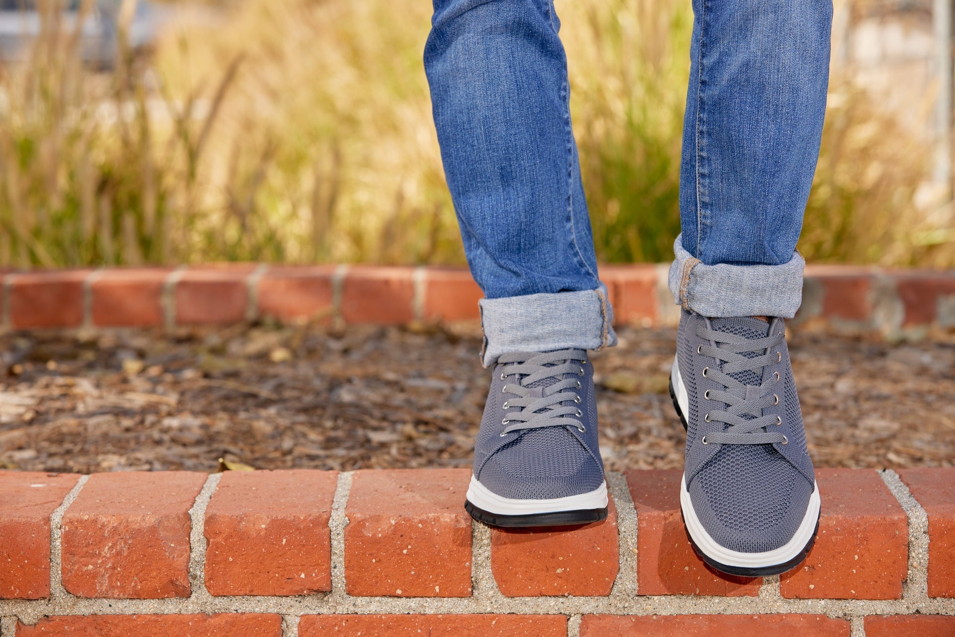 CALTO - X2323 - 2.4 Inches Taller (Iron Grey/White & Black Sole) - Lace Up Casual Sneaker - Lightweight Tallmenshoes.com