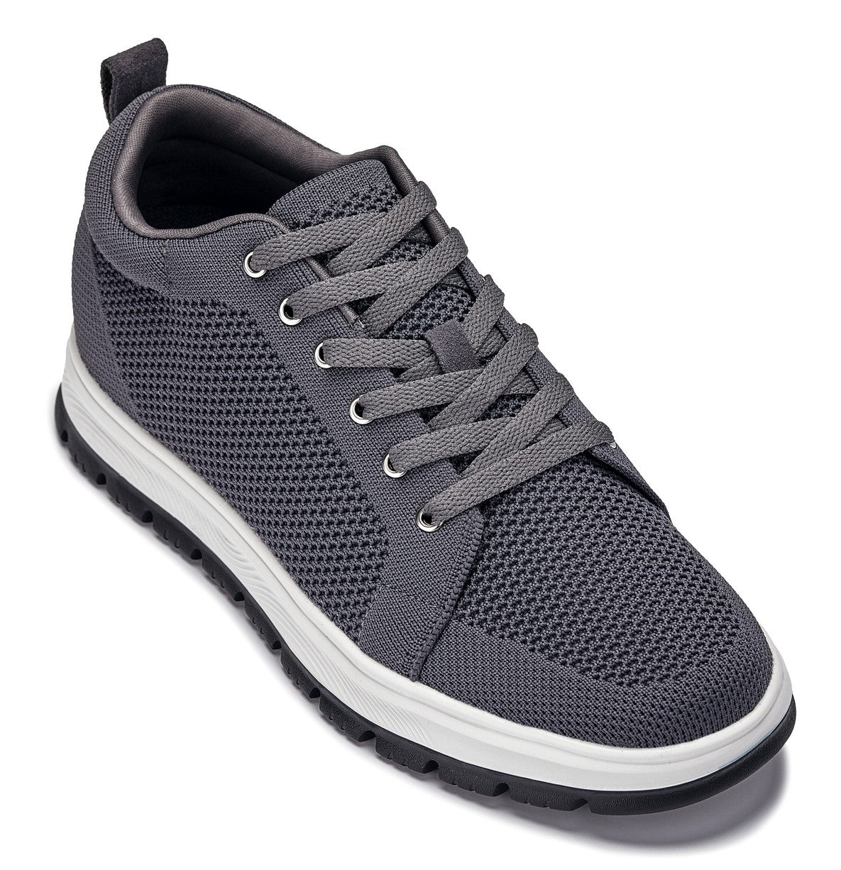 CALTO - X2323 - 2.4 Inches Taller (Iron Grey/White & Black Sole) - Lace Up Casual Sneaker - Lightweight Tallmenshoes.com