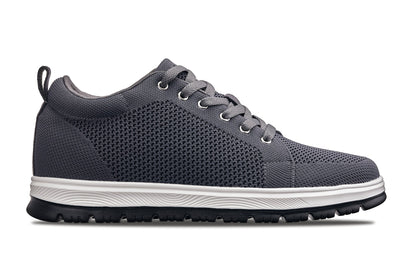CALTO - X2323 - 2.4 Inches Taller (Iron Grey/White & Black Sole) - Lace Up Casual Sneaker - Lightweight Tallmenshoes.com