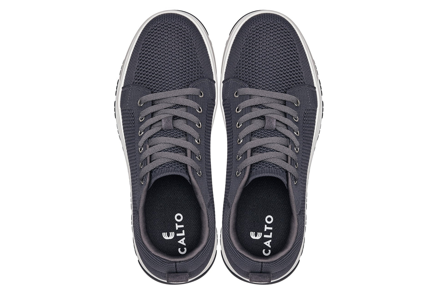 CALTO - X2323 - 2.4 Inches Taller (Iron Grey/White & Black Sole) - Lace Up Casual Sneaker - Lightweight Tallmenshoes.com