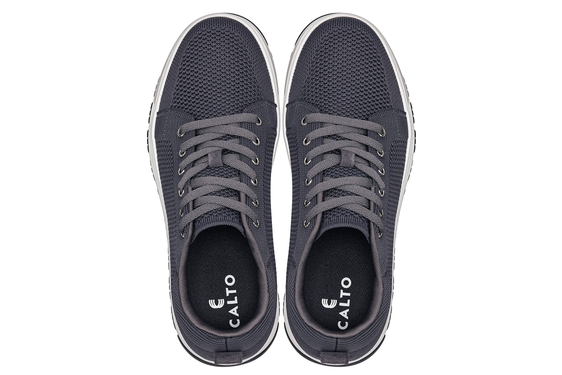 CALTO - X2323 - 2.4 Inches Taller (Iron Grey/White & Black Sole) - Lace Up Casual Sneaker - Lightweight Tallmenshoes.com