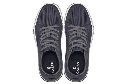 CALTO - X2323 - 2.4 Inches Taller (Iron Grey/White & Black Sole) - Lace Up Casual Sneaker - Lightweight Tallmenshoes.com