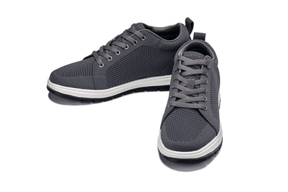 CALTO - X2323 - 2.4 Inches Taller (Iron Grey/White & Black Sole) - Lace Up Casual Sneaker - Lightweight Tallmenshoes.com