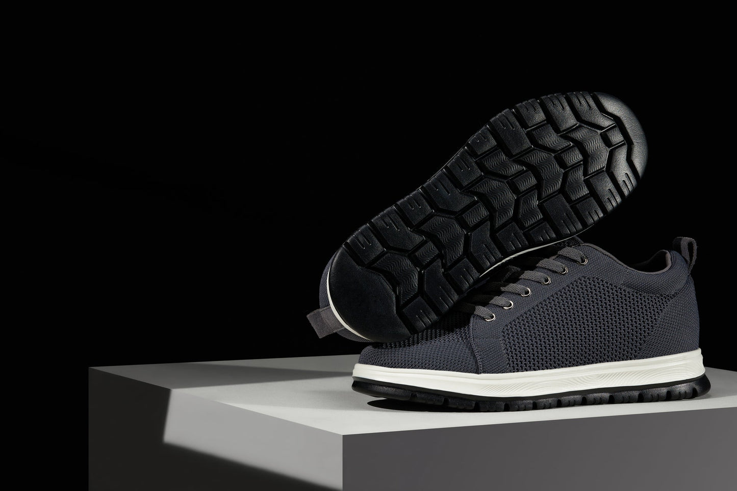 CALTO - X2323 - 2.4 Inches Taller (Iron Grey/White & Black Sole) - Lace Up Casual Sneaker - Lightweight Tallmenshoes.com