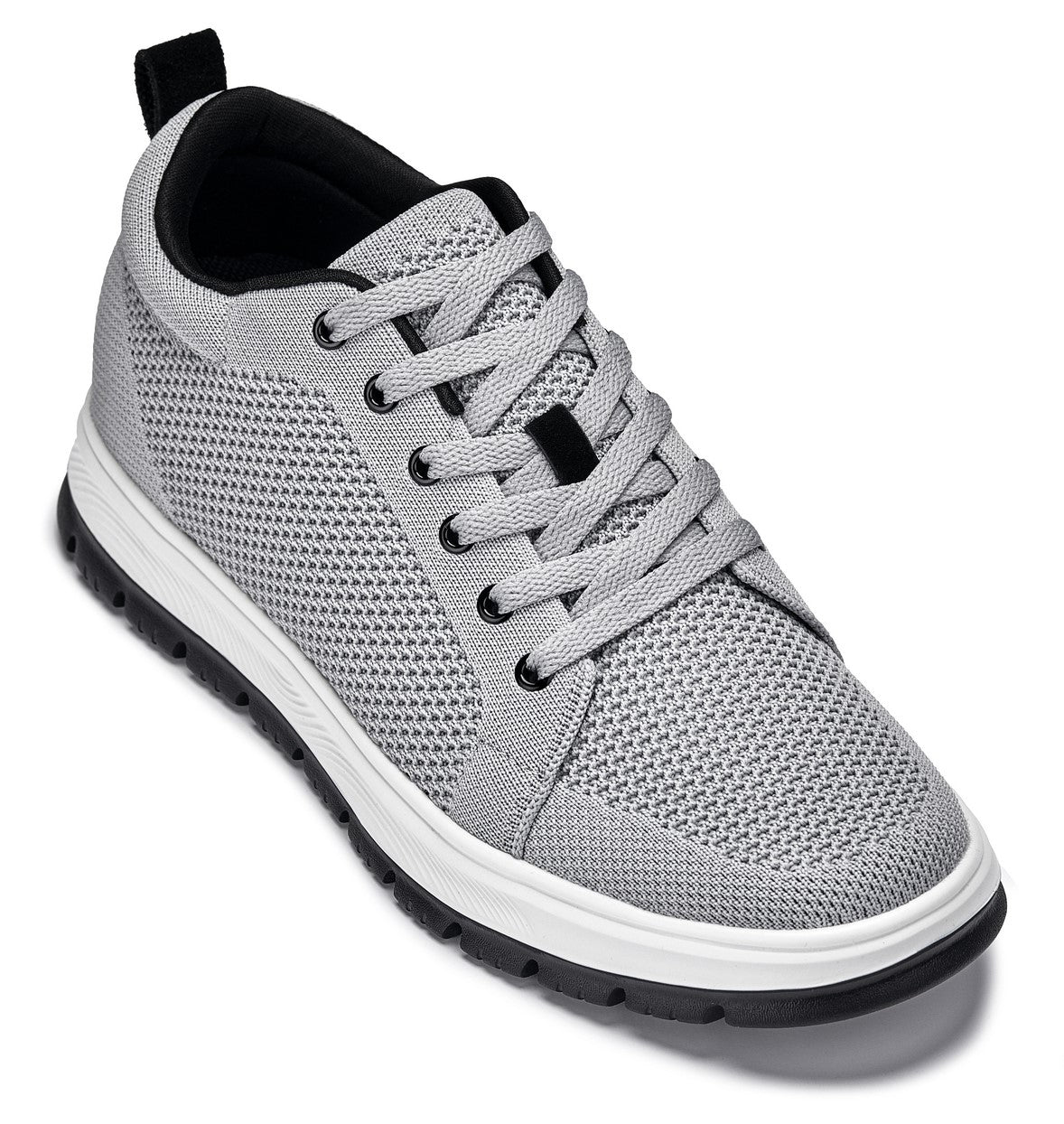 CALTO - X2324 - 2.4 Inches Taller (Pewter Grey/White & Black Sole) - Lace Up Casual Sneaker - Lightweight Tallmenshoes.com