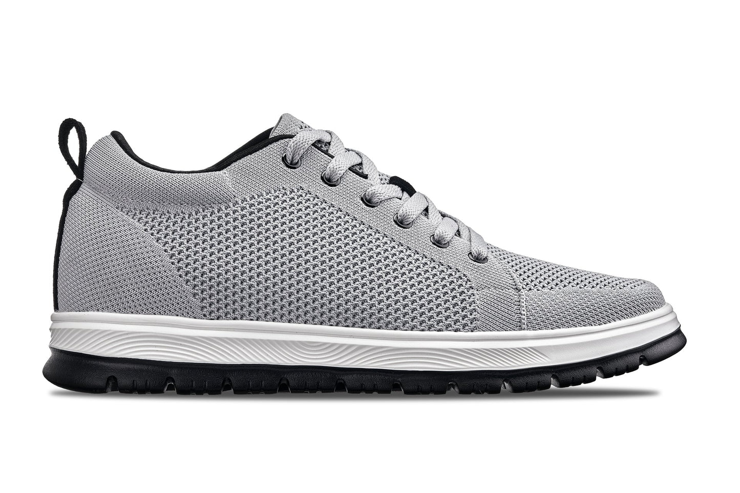 CALTO - X2324 - 2.4 Inches Taller (Pewter Grey/White & Black Sole) - Lace Up Casual Sneaker - Lightweight Tallmenshoes.com