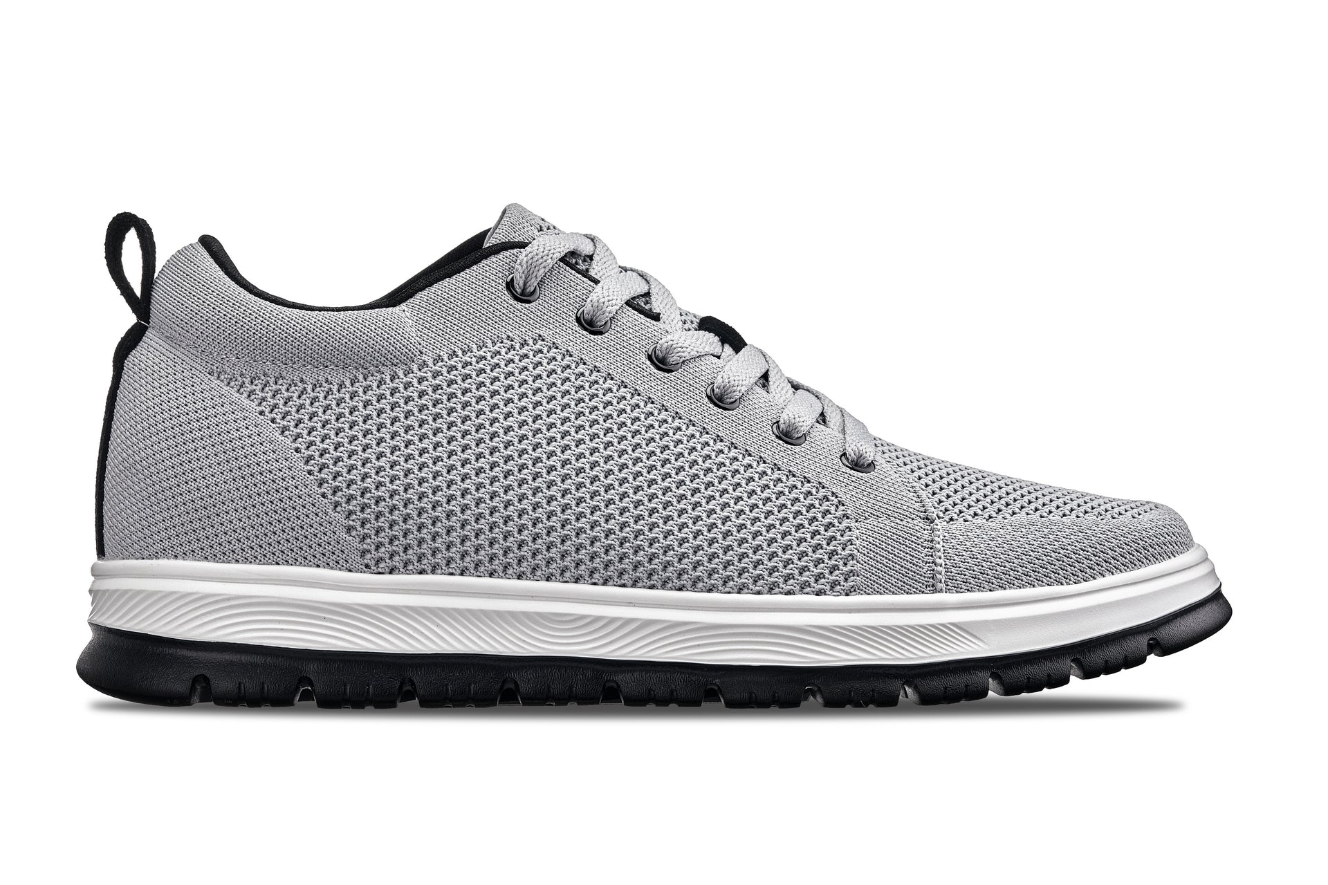 CALTO - X2324 - 2.4 Inches Taller (Pewter Grey/White & Black Sole) - Lace Up Casual Sneaker - Lightweight Tallmenshoes.com