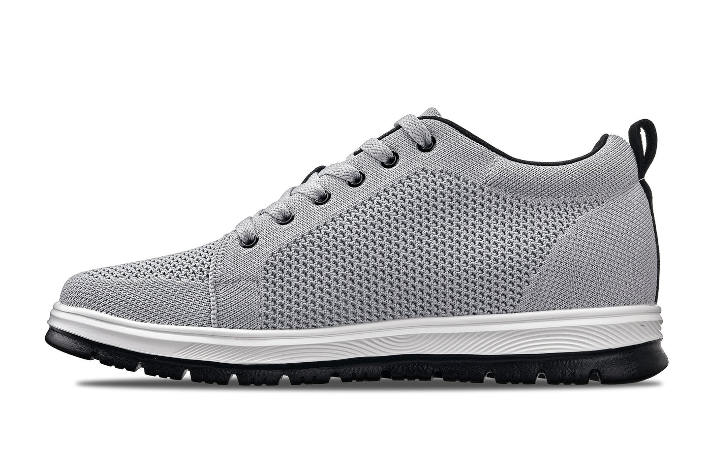 CALTO - X2324 - 2.4 Inches Taller (Pewter Grey/White & Black Sole) - Lace Up Casual Sneaker - Lightweight Tallmenshoes.com