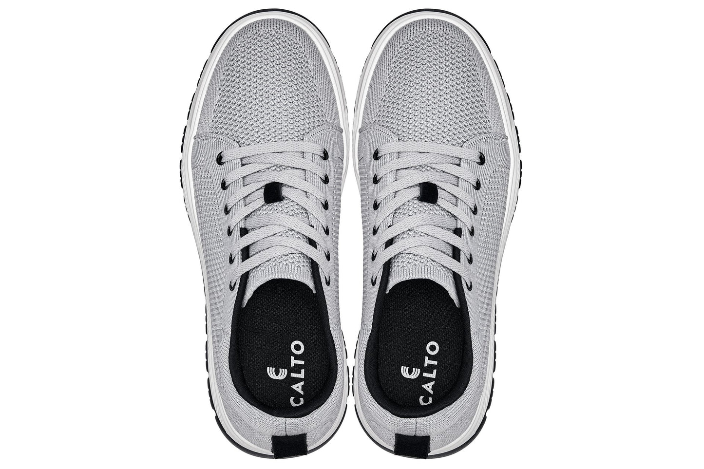 CALTO - X2324 - 2.4 Inches Taller (Pewter Grey/White & Black Sole) - Lace Up Casual Sneaker - Lightweight Tallmenshoes.com