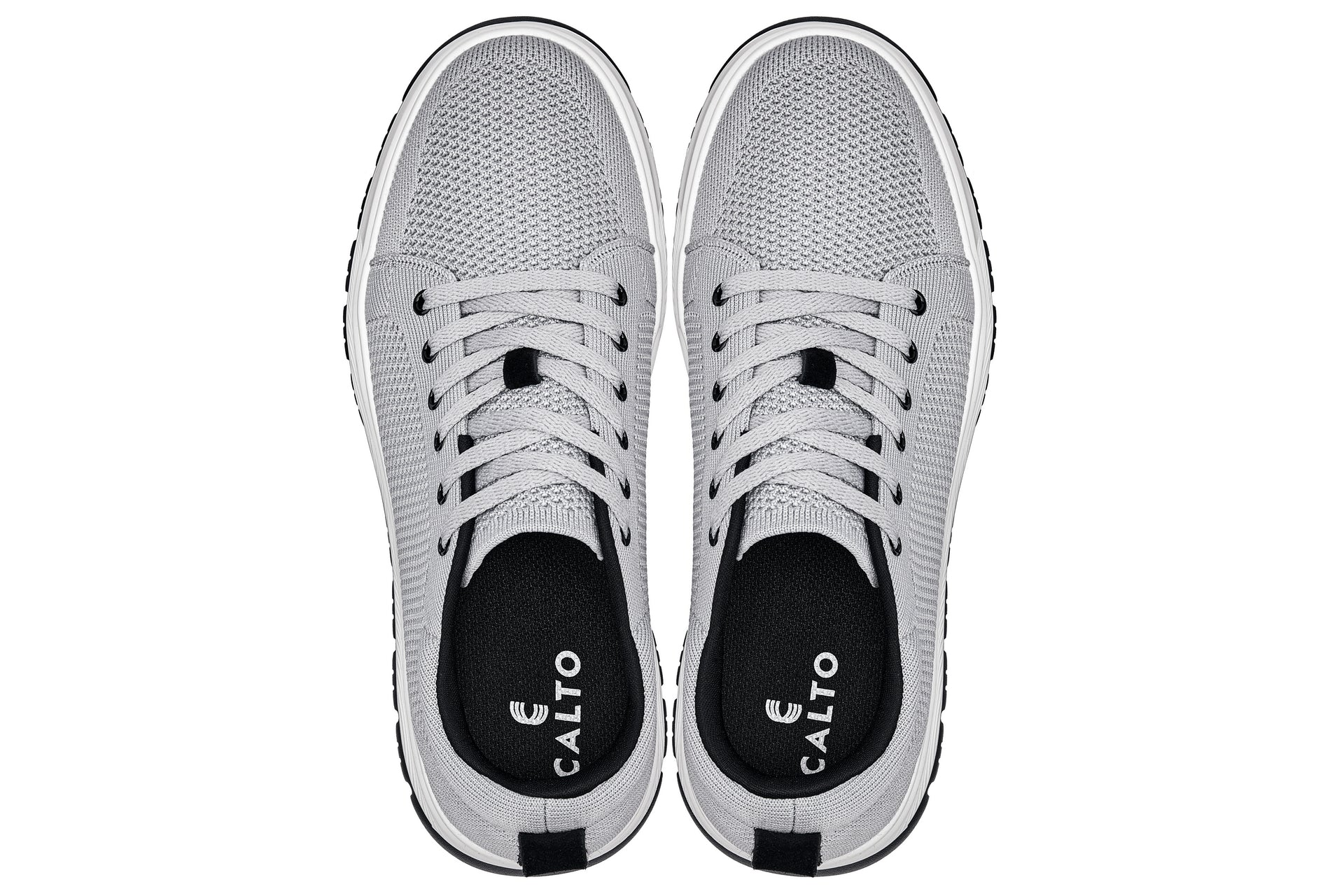 CALTO - X2324 - 2.4 Inches Taller (Pewter Grey/White & Black Sole) - Lace Up Casual Sneaker - Lightweight Tallmenshoes.com