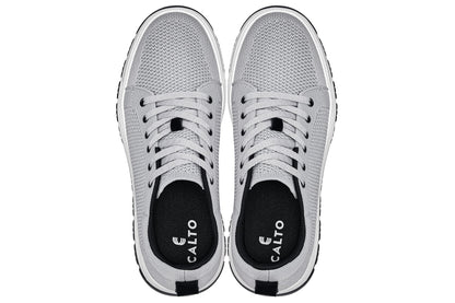 CALTO - X2324 - 2.4 Inches Taller (Pewter Grey/White & Black Sole) - Lace Up Casual Sneaker - Lightweight Tallmenshoes.com