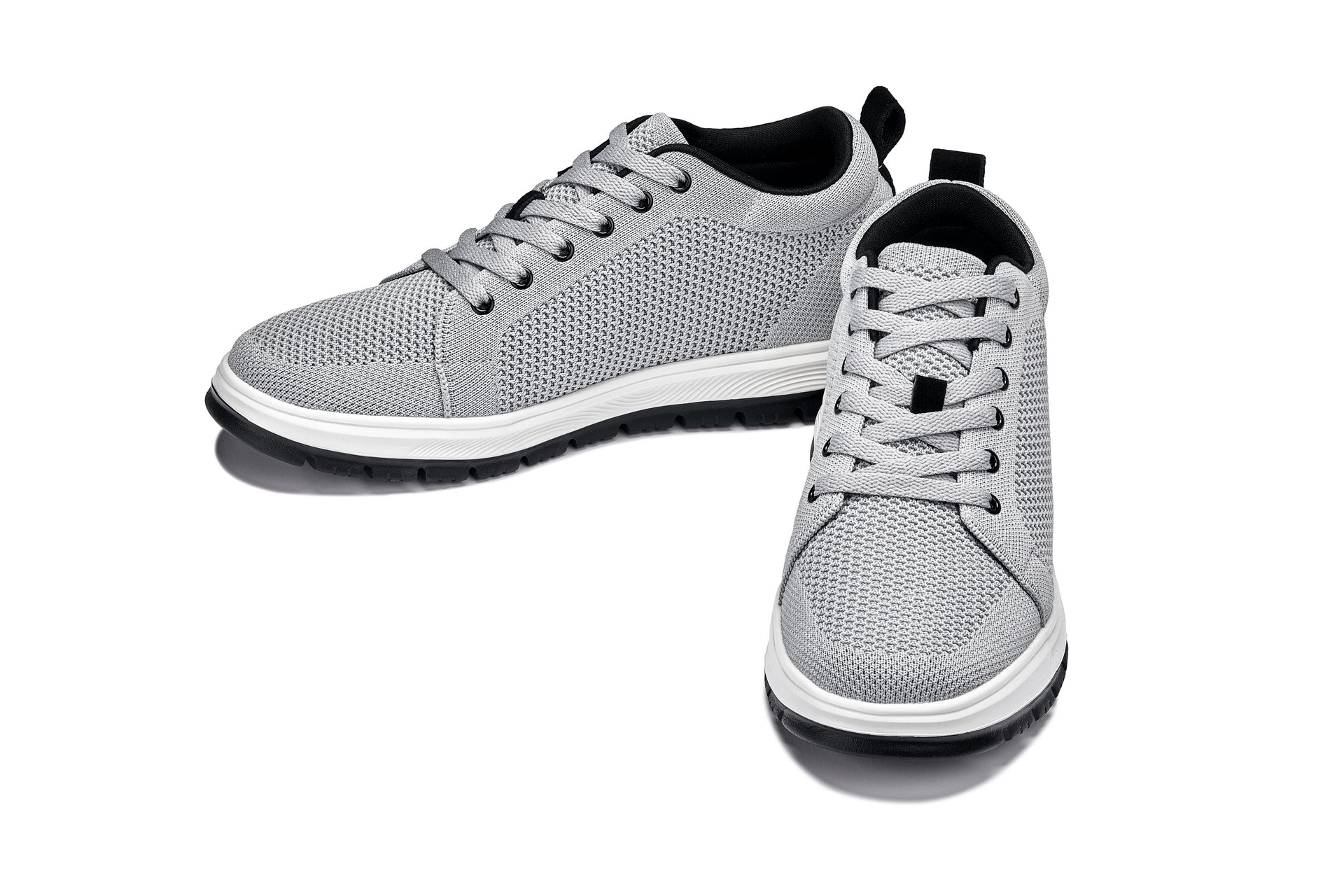 CALTO - X2324 - 2.4 Inches Taller (Pewter Grey/White & Black Sole) - Lace Up Casual Sneaker - Lightweight Tallmenshoes.com