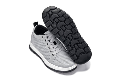 CALTO - X2324 - 2.4 Inches Taller (Pewter Grey/White & Black Sole) - Lace Up Casual Sneaker - Lightweight Tallmenshoes.com