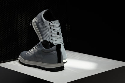 CALTO - X2324 - 2.4 Inches Taller (Pewter Grey/White & Black Sole) - Lace Up Casual Sneaker - Lightweight Tallmenshoes.com