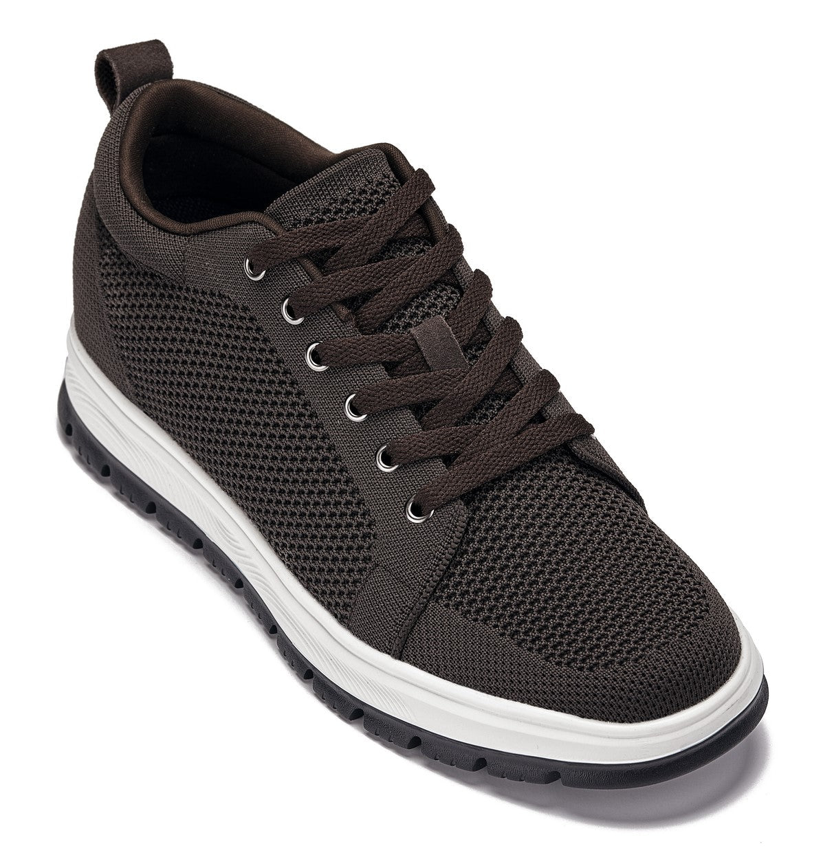 CALTO - X2325 - 2.4 Inches Taller (Dark Brown/White & Black Sole) - Lace Up Casual Sneaker - Lightweight Tallmenshoes.com